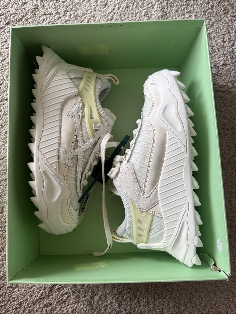 Off-White Women's White Sneakers with Pale Yellow Accent